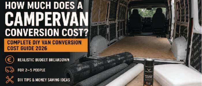 DIY campervan conversion with Eaglefelt insulation and sound deadening materials – campervan conversion cost guide 2026