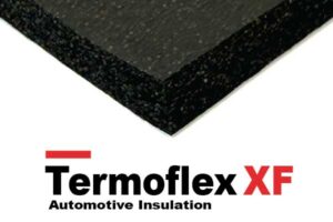 Termoflex XF automotive insulation logo with a black textured material above the brand name Termoflex XF and slogan Automotive Insulation